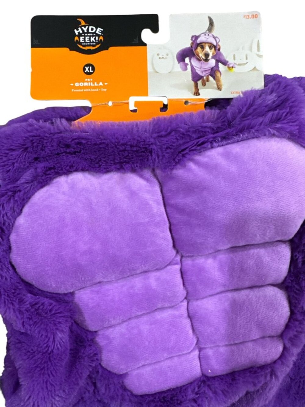 Hyde & Eek! Purple Gorilla Pet Costume XL With Hood & Toy - Picture 5 of 6